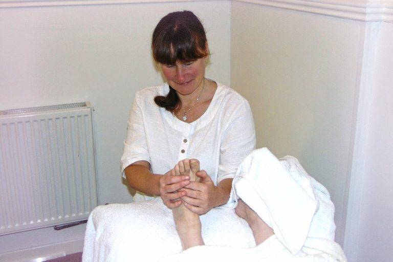 Foot reflexology treatment